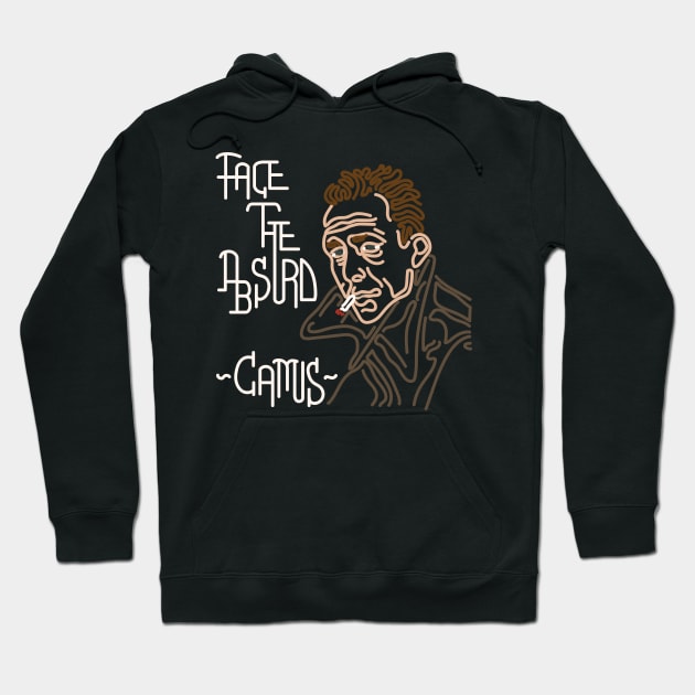 STYLIZED LINE ART CAMUS - FACE THE ABSURD - neutral Hoodie by Xotico Design